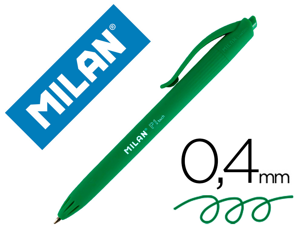 BOLIGRAFO MILAN P1 RETRACTIL 1 MM TOUCH VERDE