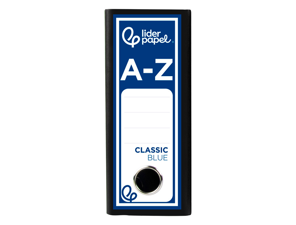 ARCHIVADOR DE PALANCA LIDERPAPEL CUARTO APAISADO CLASSIC BLUE SIN RADO LOMO 80MM NEGRO COMPRESOR METALICO